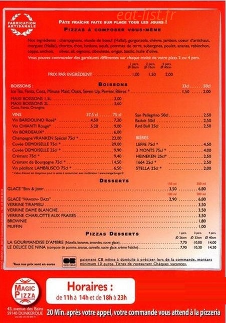 Magic-Pizza — carte page 2