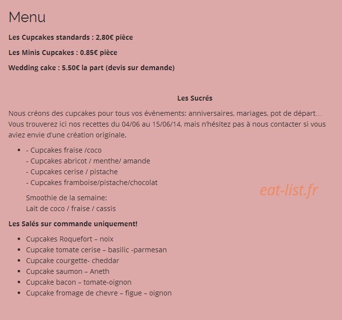 Miss Audrey's Cupcakes — carte page 2