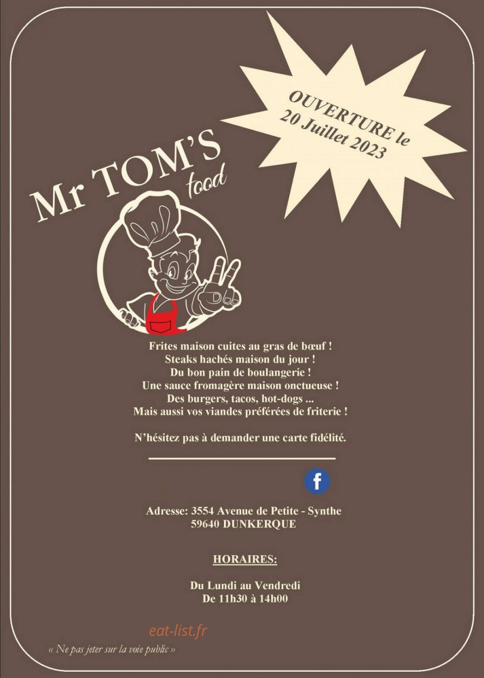 Mr Tom’s food — carte page 1
