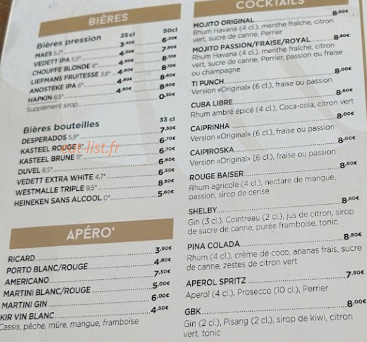 Red rock café — carte page 1