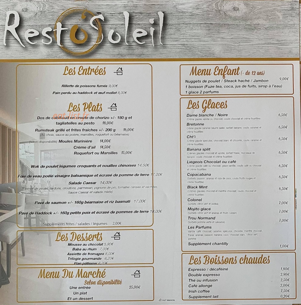 Rest'O Soleil — carte page 1