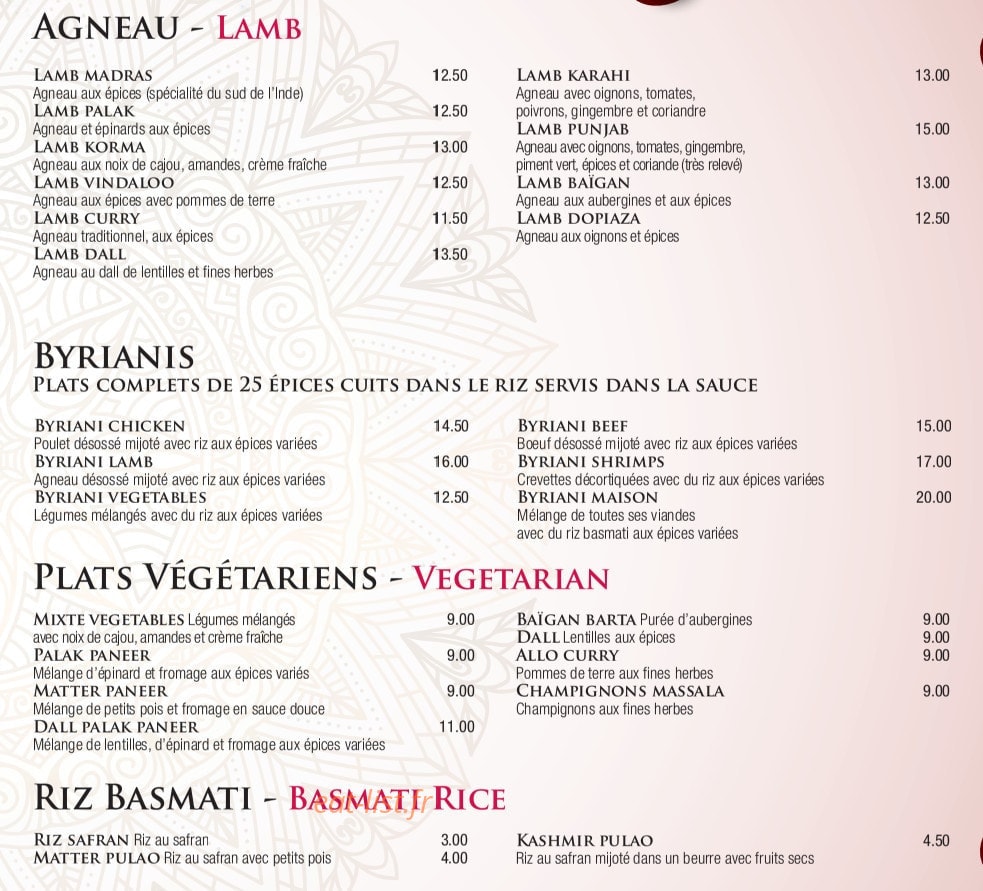 Restaurant Punjab — carte page 4