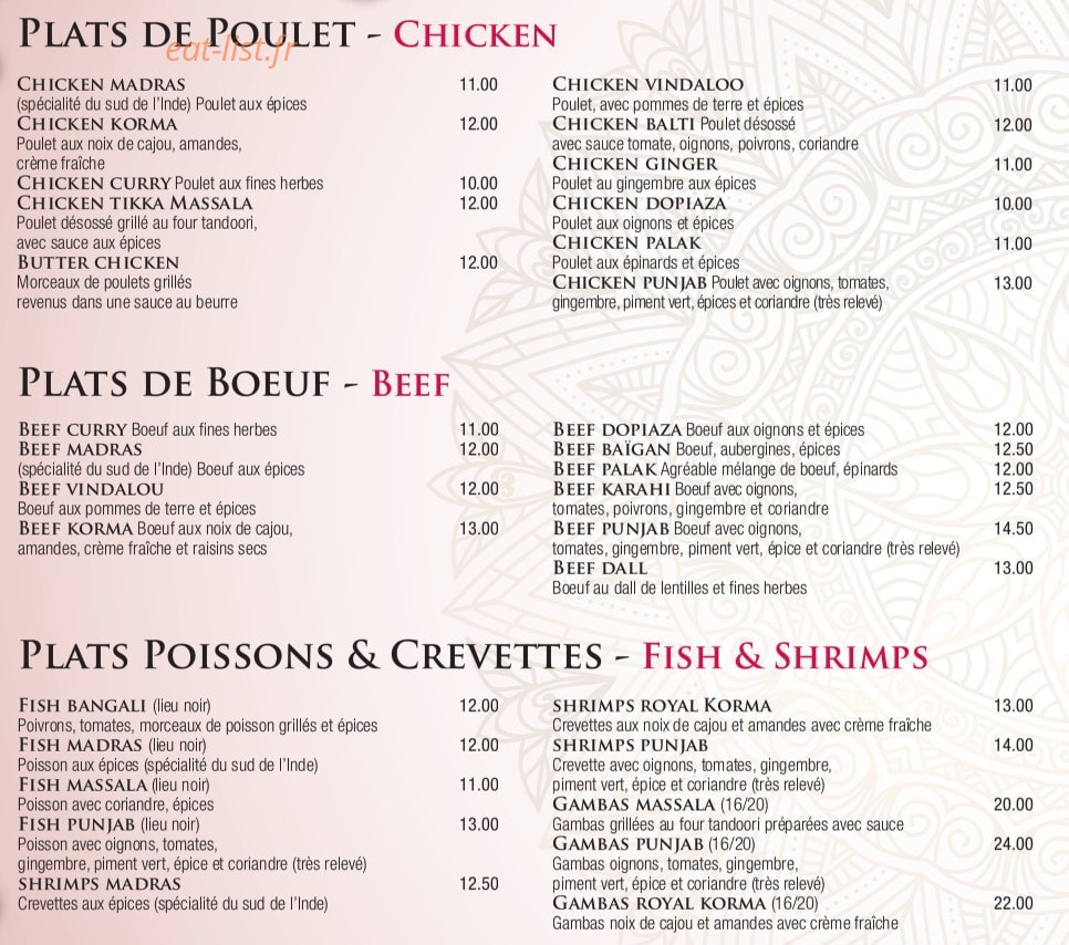 Restaurant Punjab — carte page 3