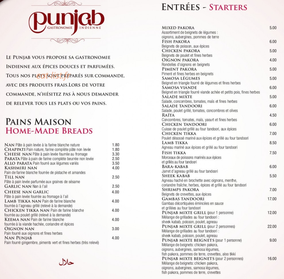 Restaurant Punjab — carte page 2