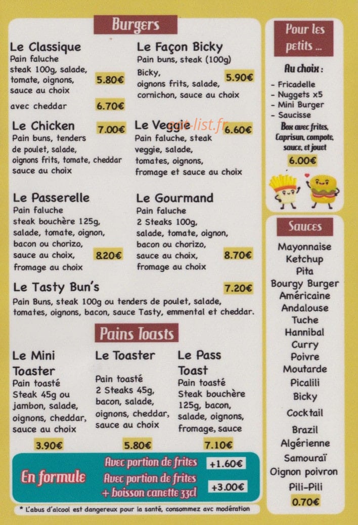 Snack la Passerelle — carte page 2
