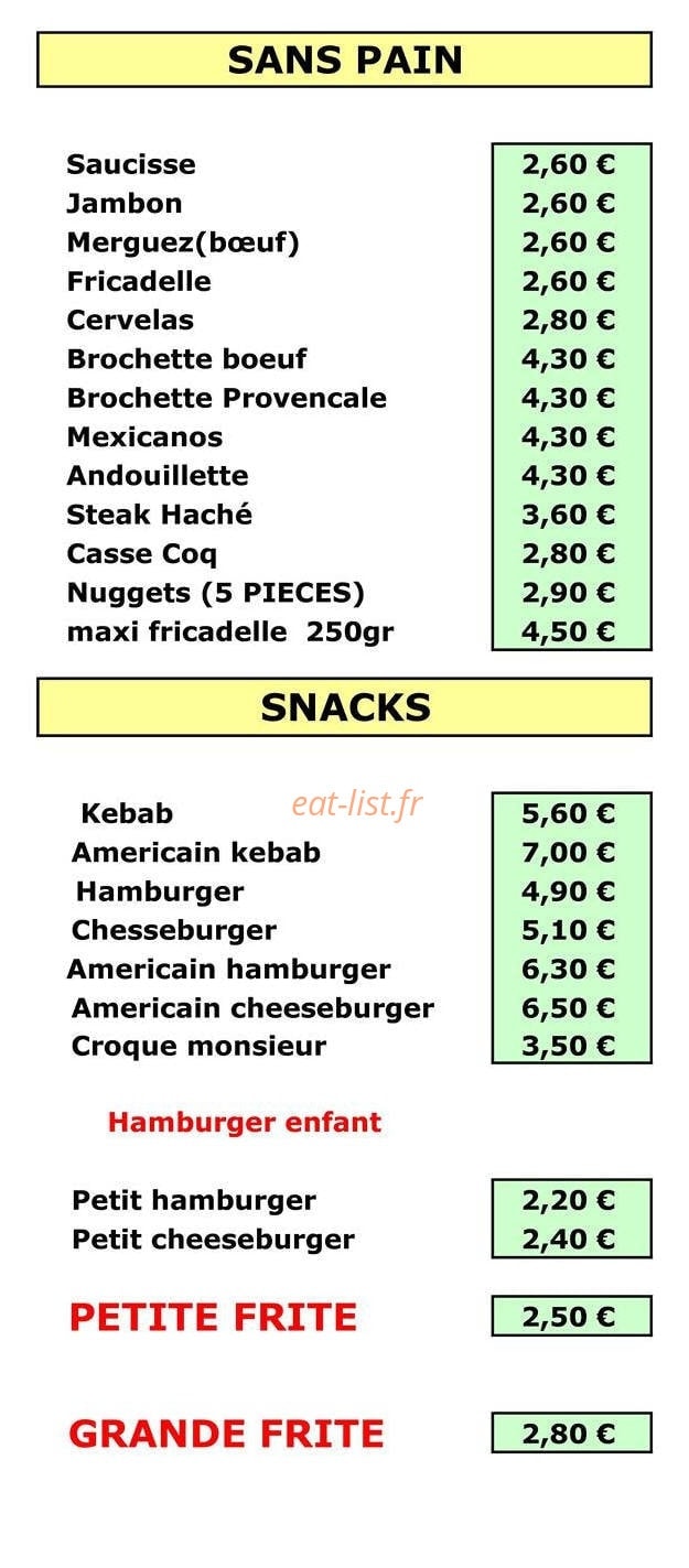 Friterie d'Iwuy — carte page 6