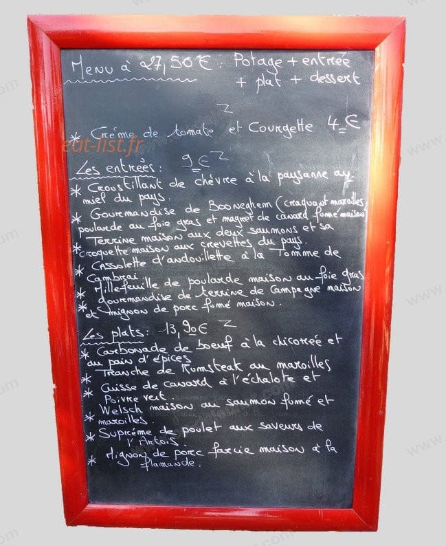 Auberge De Booneghem — carte page 1