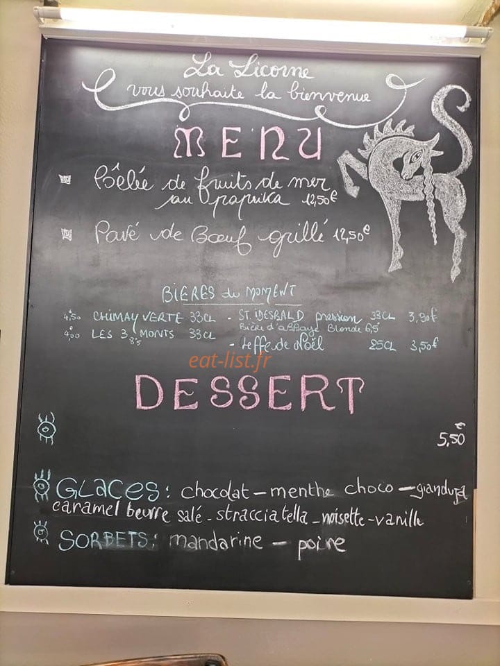 Friterie La Licorne — carte page 1