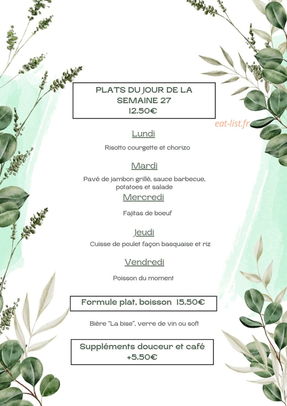 Brasserie l’Appétit — carte page 1