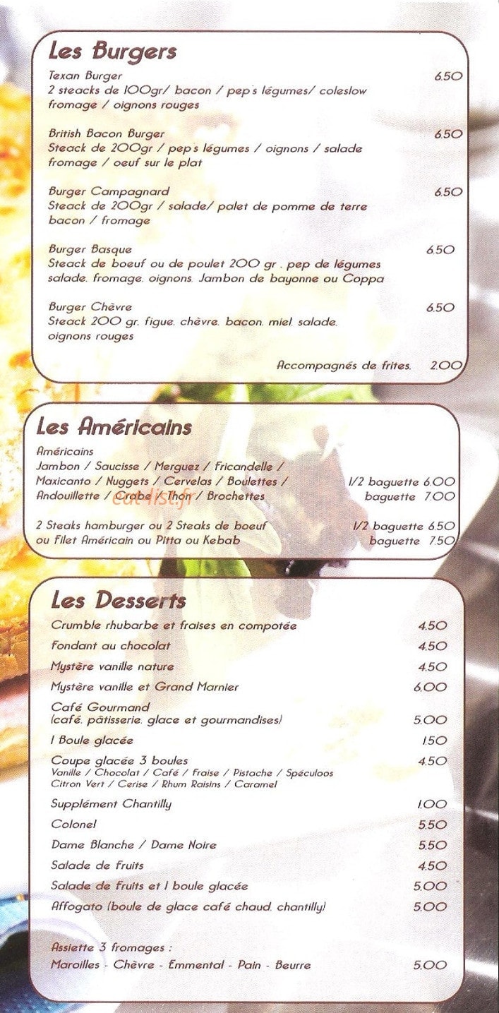Friterie de la tête noire — carte page 4
