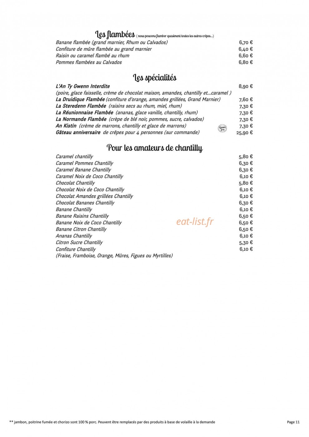 Crêperie An Ty Gwenn — carte page 11