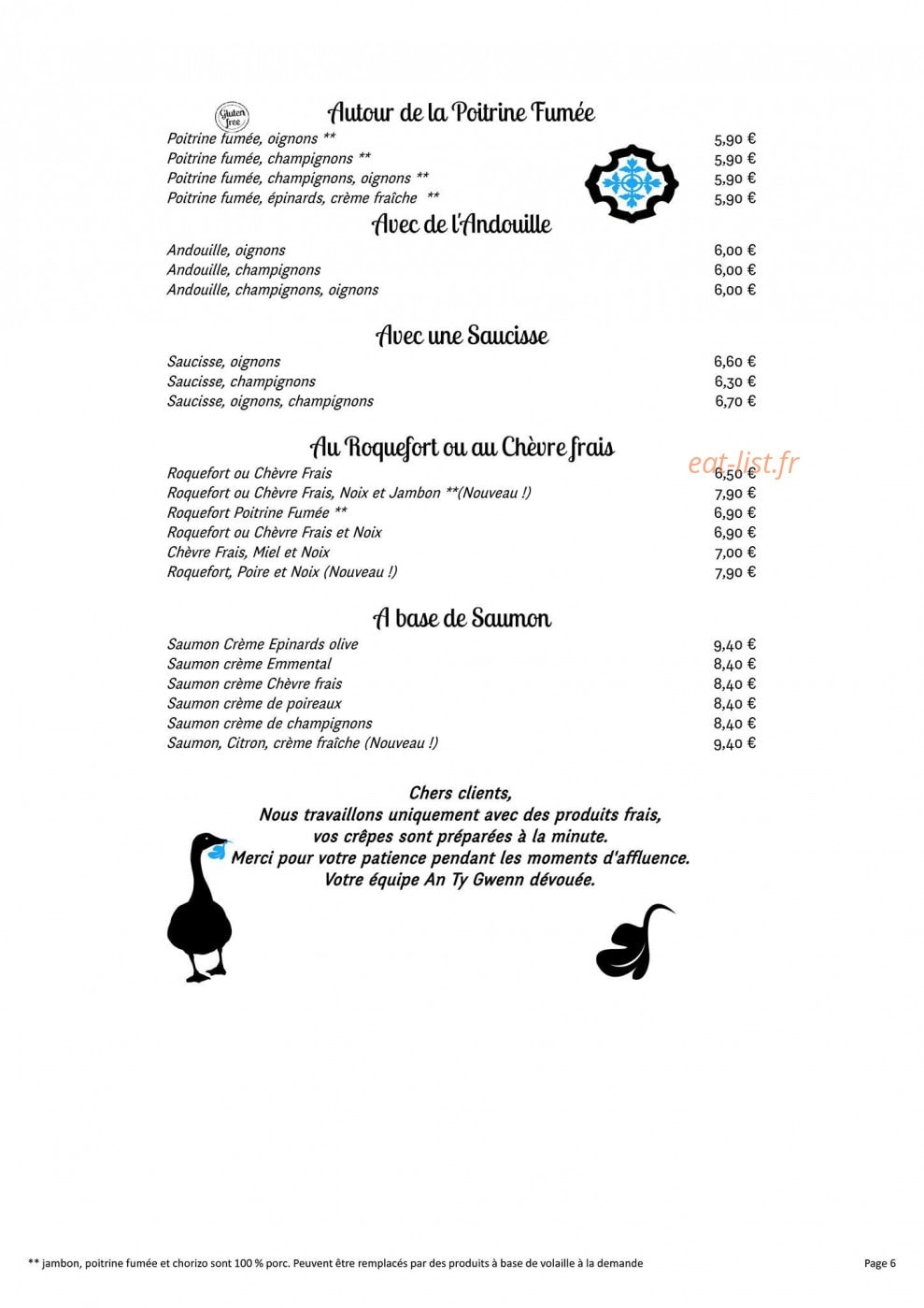 Crêperie An Ty Gwenn — carte page 6