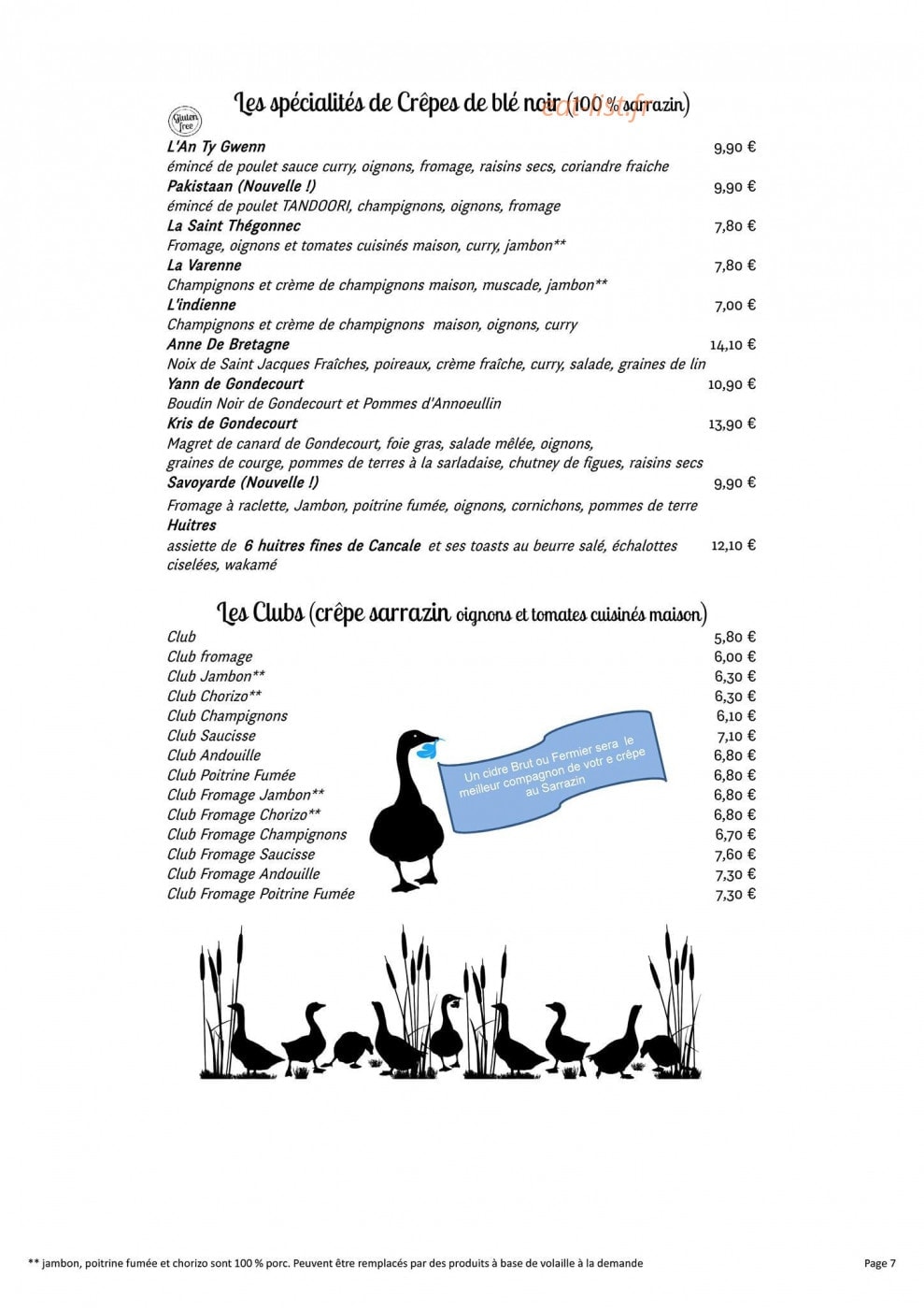 Crêperie An Ty Gwenn — carte page 7
