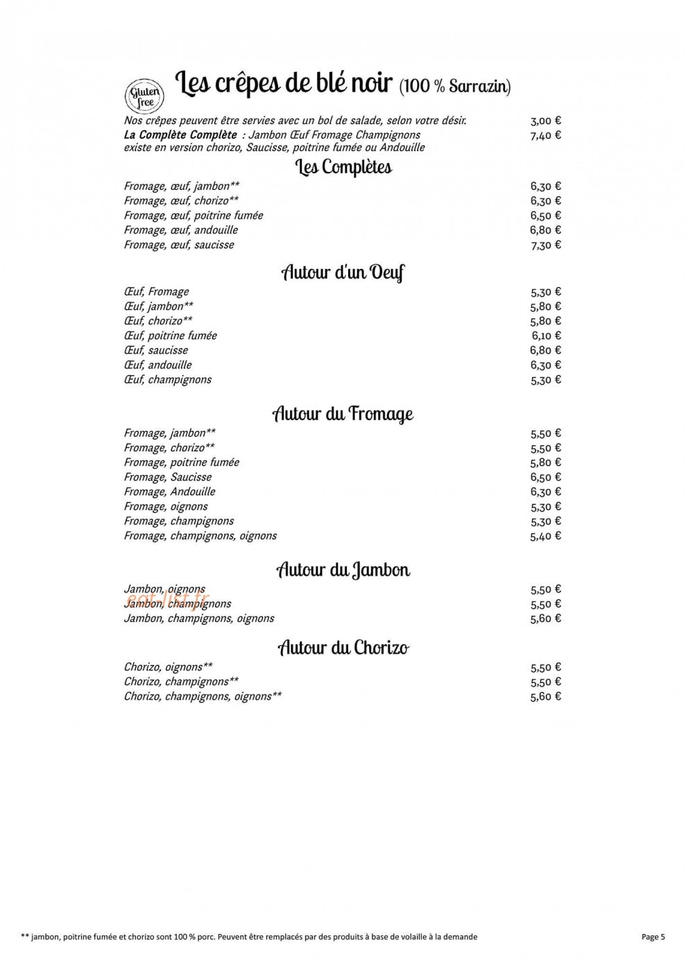 Crêperie An Ty Gwenn — carte page 5