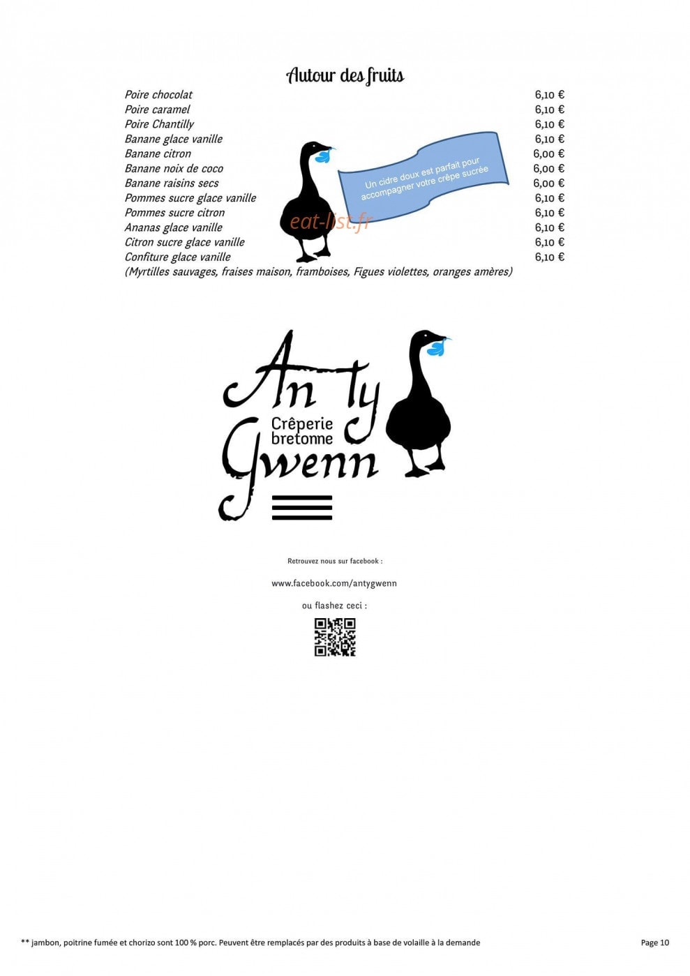 Crêperie An Ty Gwenn — carte page 10