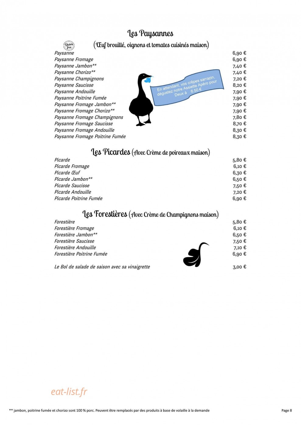 Crêperie An Ty Gwenn — carte page 8