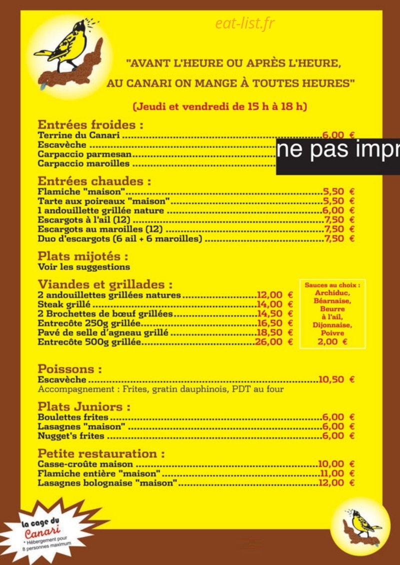 Le canari — carte page 7