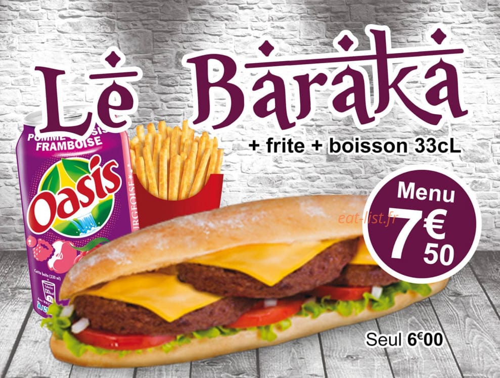 Baraka Snack — carte page 1