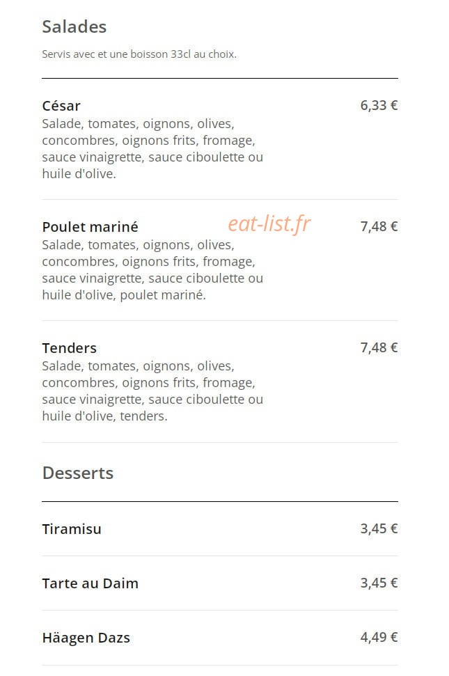 Best'Of food — carte page 12