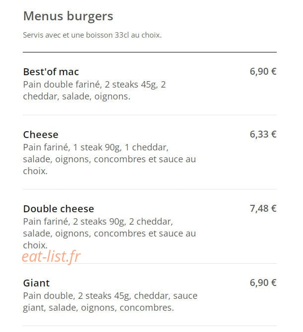 Best'Of food — carte page 4