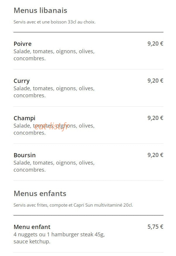 Best'Of food — carte page 5