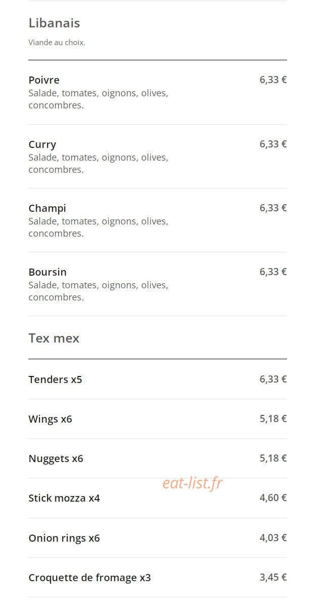 Best'Of food — carte page 11