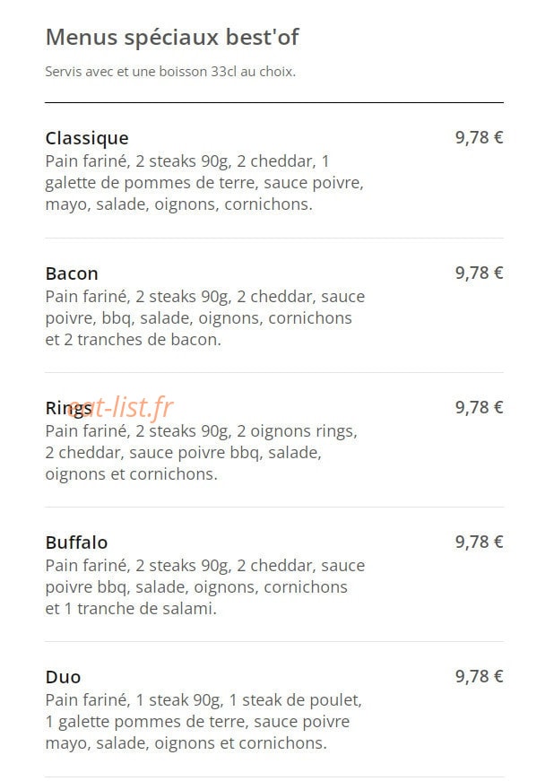 Best'Of food — carte page 2