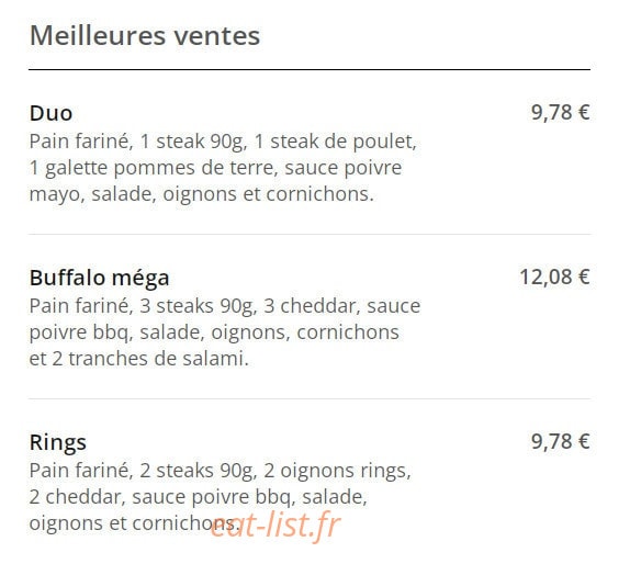 Best'Of food — carte page 1