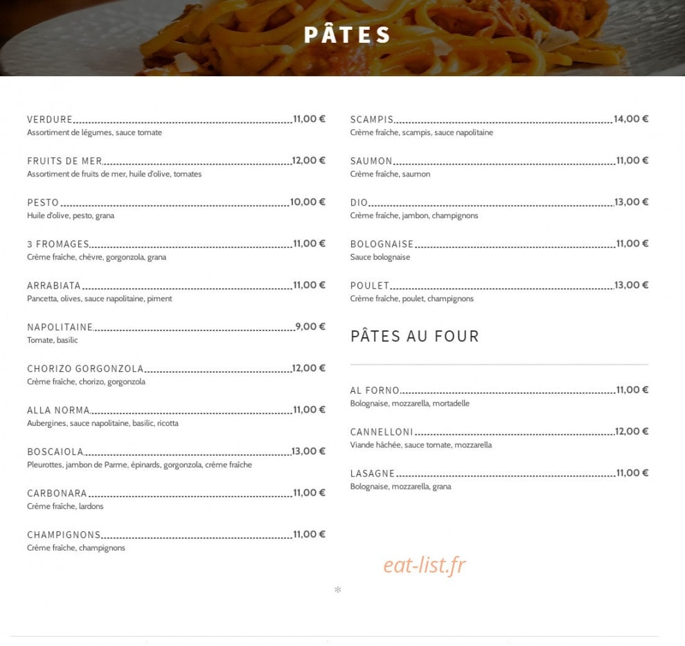 Dio Ristorante — carte page 2