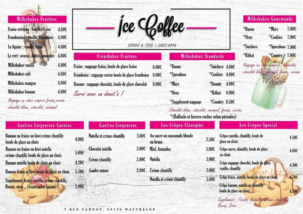 Ice Coffee — carte page 1