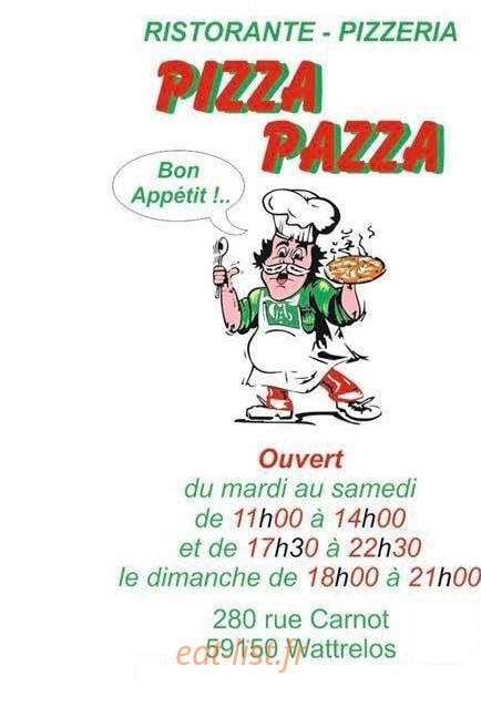 Pizza Pazza — carte page 1