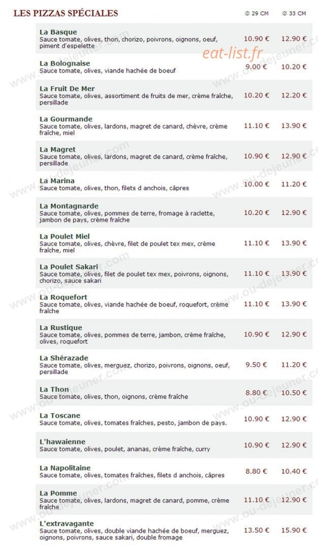La Tourtière — carte page 1
