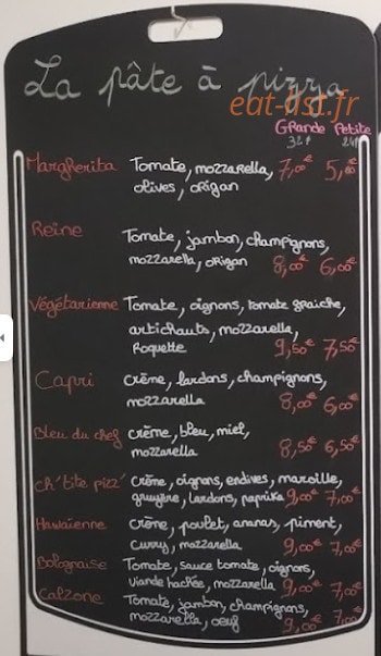 La Pate A Pizza — carte page 1
