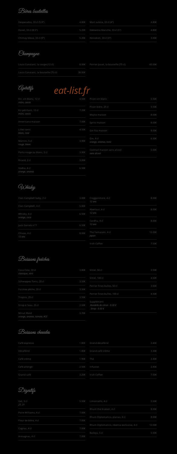 Le Bistrot de Tressin — carte page 1