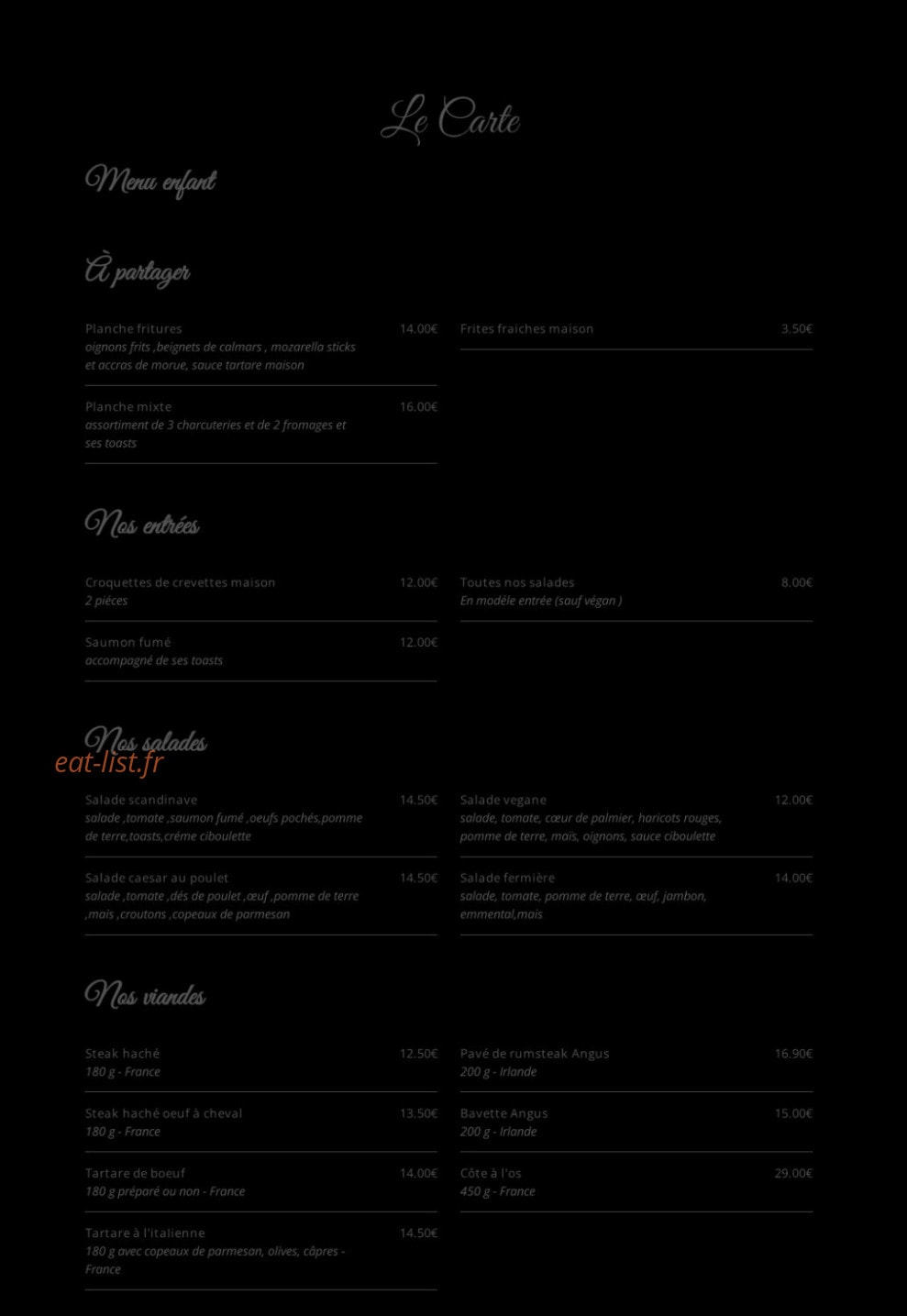 Le Bistrot de Tressin — carte page 3