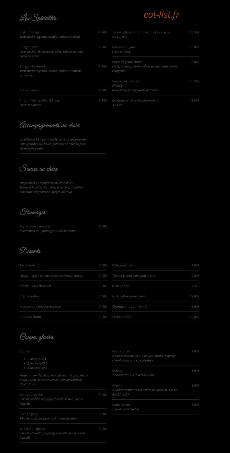 Le Bistrot de Tressin — carte page 2