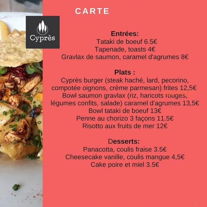 Restaurant Cyprès — carte page 1