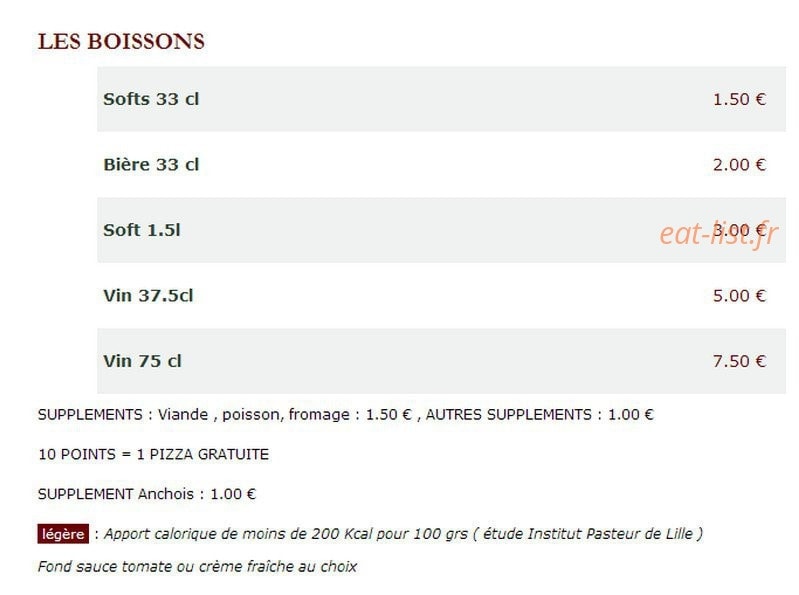 Le Kiosque à Pizzas — carte page 5