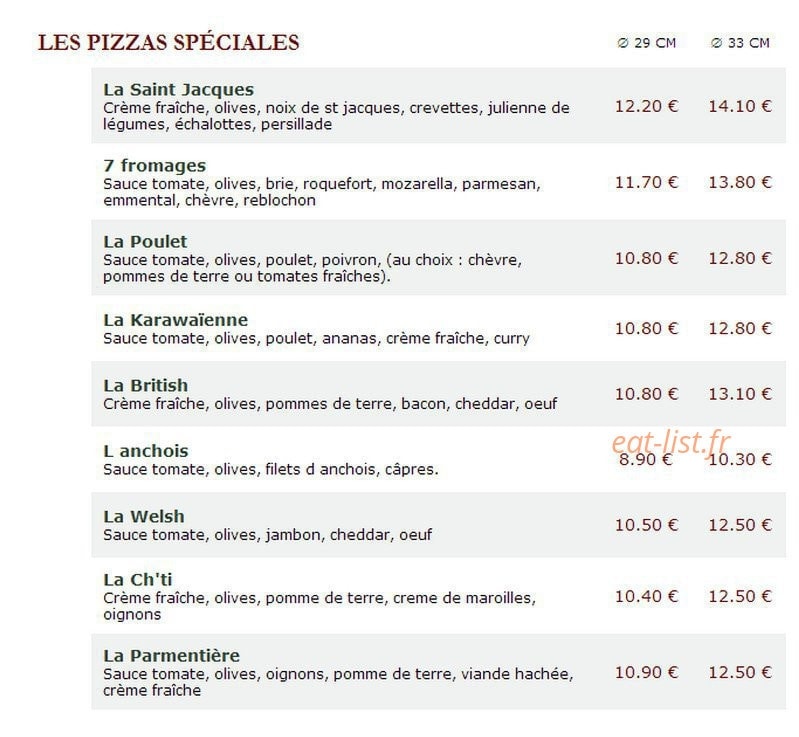 Le Kiosque à Pizzas — carte page 3