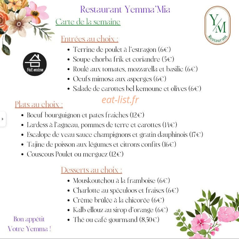 Yemma' Mia — carte page 1