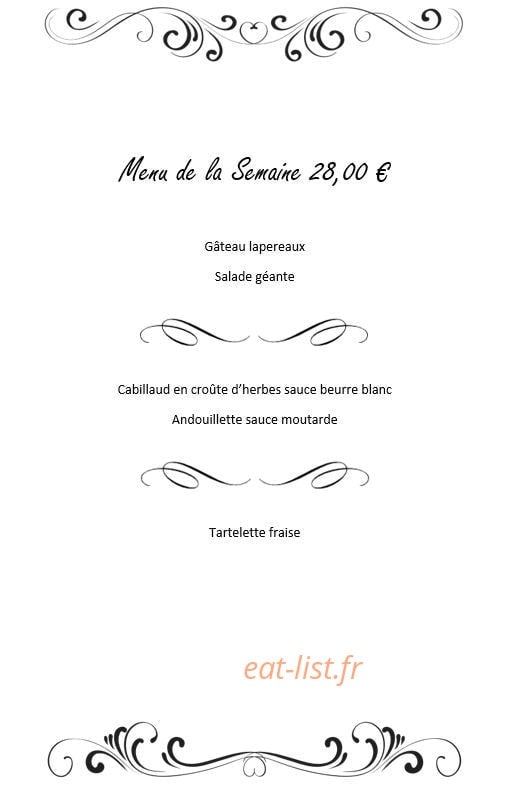 Carte et menu de La Buissonnière à Beauvois en Cambresis — menu 28€