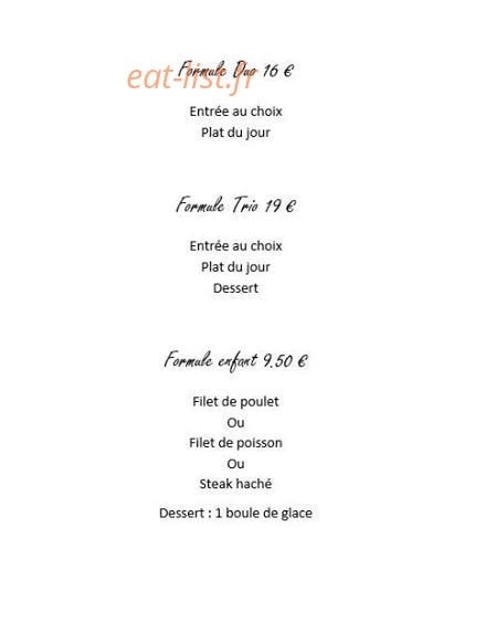 Carte et menu de La Buissonnière à Beauvois en Cambresis — Les formules
