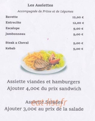 Carte et menu de La Friterie Beauvoisienne à Beauvois en Cambresis — les assiettes