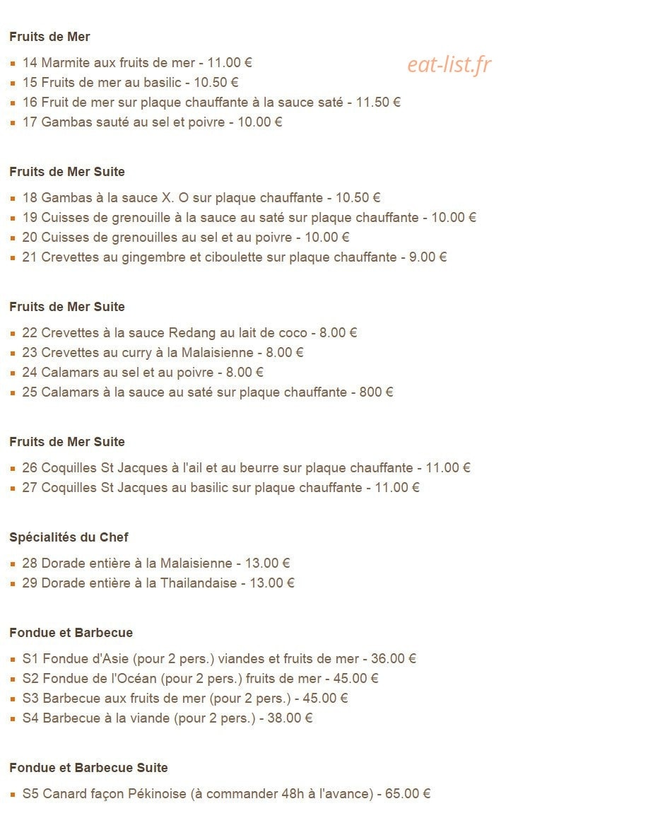 Gourmet d'asie — carte page 2