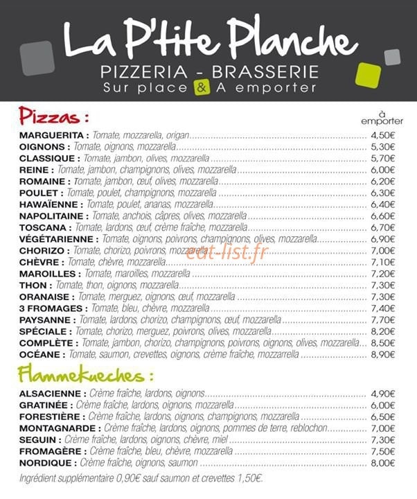 La P'tite Planche — carte page 1