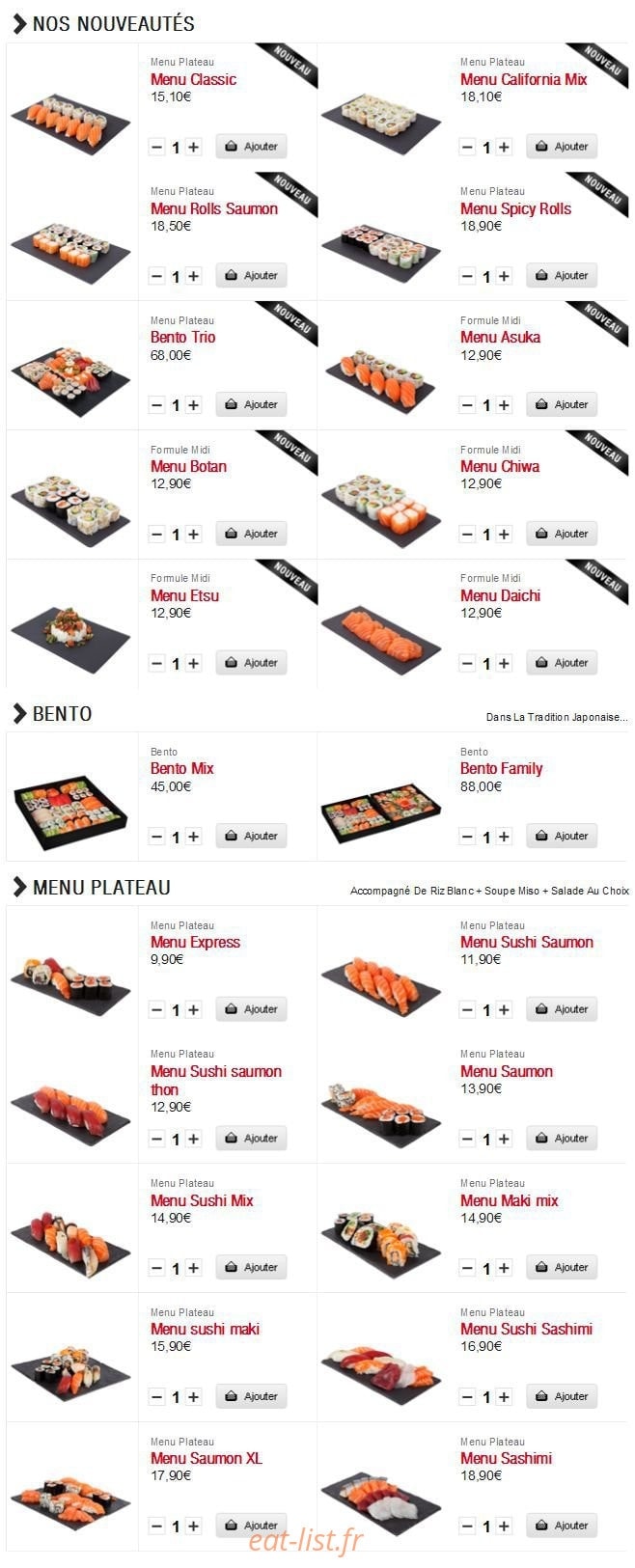 Sushi Boutik — carte page 1