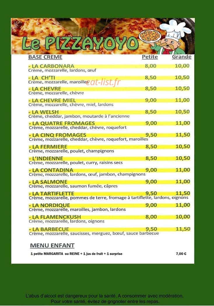 Pizzayoyo — carte page 2