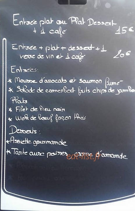 Carte et menu de L'Escaut Fier à Conde sur l'Escaut — Un exemple d' ardoise du jour