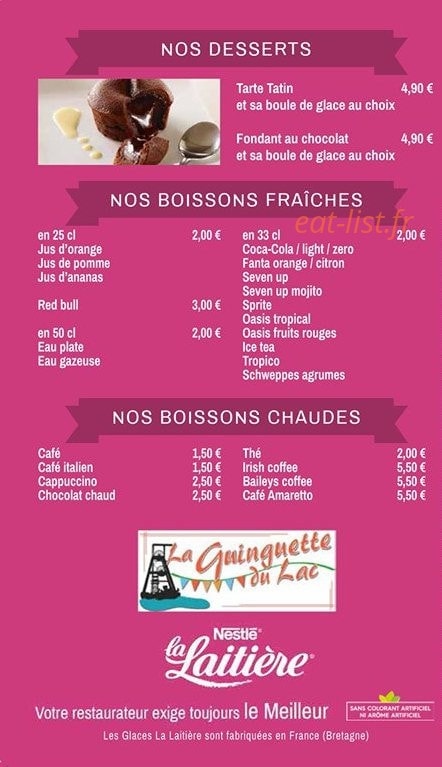 La Guinguette du Lac — carte page 9