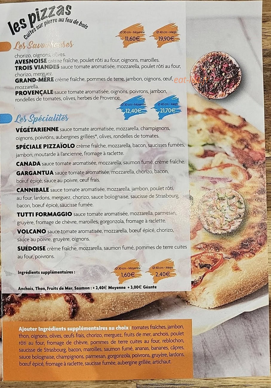 Carte et menu de Pizzéria Enzo à Conde sur l'Escaut — Carte 2